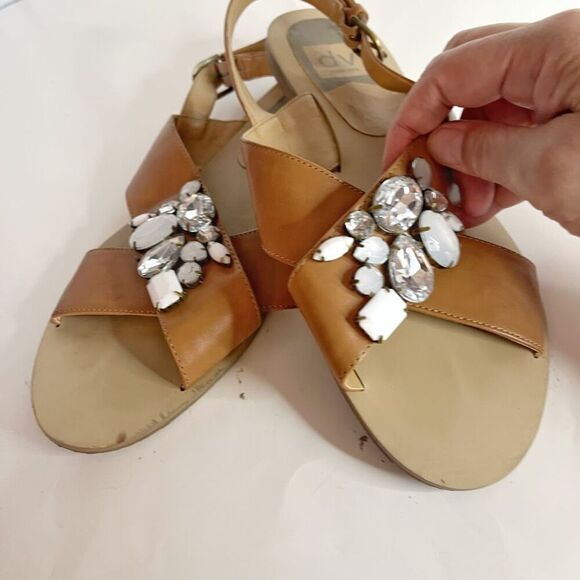 Dolce Vita Rhinestone Embellished Criss Cross Slingback Flat Sandals - Picture 6 of 11